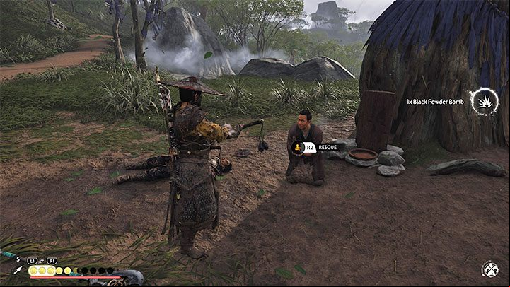 You need to head towards the marker on a person to be rescued - Ghost of Tsushima Iki Island: A Lost Friend - walkthrough - Main Missions - Ghost of Tsushima Guide, Walkthrough