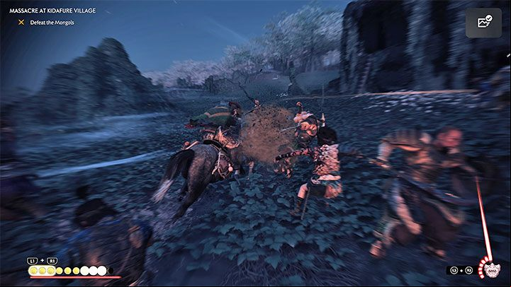 Soon you will notice more fireworks and you need to reach the area of the final battle - Ghost of Tsushima Iki Island: Massacre at Kidafure Village - walkthrough - Main Missions - Ghost of Tsushima Guide, Walkthrough
