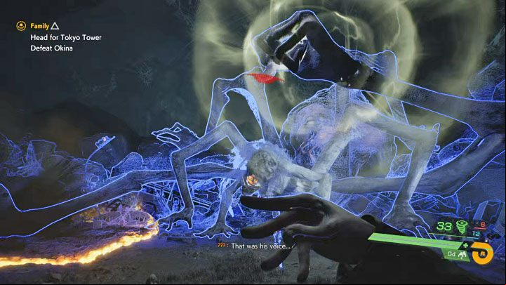 The boss also hits the arena and generates shockwaves this way, which is a dangerous attack - Ghostwire Tokyo: Family - walkthrough - Chapter 5: Severance - Ghostwire Tokyo Guide