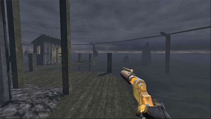 The second means involve The Undertaker Pistol, which is a secret weapon that you can obtain by looting a locked safe in Croup's Fishery - we described this in more detail on a dedicated page (Croup's Fishery Cave Safe) of our guide - Gloomwood: Stealth and silent elimination of opponents - Basics - Gloomwood Guide, Walkthrough
