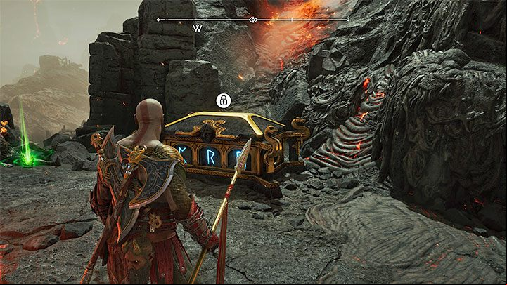 You will find the chest in the southern part of the region - God of War Ragnarok: Burning Cliffs, Muspelheim - secrets, collectibles - Muspelheim - God of War Ragnarok Guide