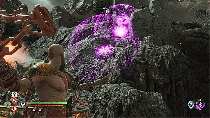 The third torch (with an N-shaped rune) is located slightly higher up - God of War Ragnarok: Burning Cliffs, Muspelheim - secrets, collectibles - Muspelheim - God of War Ragnarok Guide