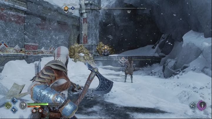 Grab the handle again and move the shield to the right - God of War Ragnarok: The Lost Treasury, Midgard - secrets, collectibles - Midgard - God of War Ragnarok Guide