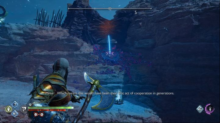 Take out the crystal lying on the left side of the statue and put it down next to it - God of War Ragnarok: Freyrs Gift - walkthrough - Favors - Alfheim - God of War Ragnarok Guide