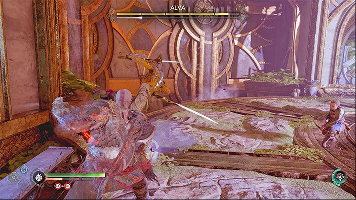 You can weaken Alva with standard attacks (preferably fast ones), and Spartan Rage - God of War Ragnarok: How to defeat Alva? - Bosses - God of War Ragnarok Guide