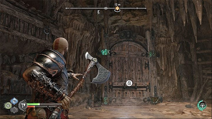You will reach a chamber with a large gate - order Atreus to shoot its weak green points - God of War Ragnarok: The Quest for Tyr - walkthrough - Walkthrough - God of War Ragnarok Guide