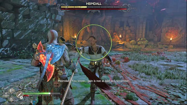 From now on, Heimdall will use attacks involving Realm Shift - God of War Ragnarok: How to defeat Gulltoppr and Heimdall? - Bosses - God of War Ragnarok Guide