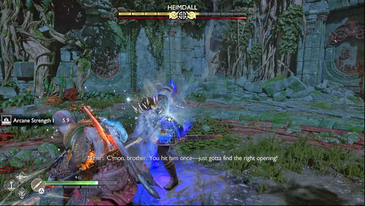Attack Haymdal right after you parry or dodge his attack - God of War Ragnarok: How to defeat Gulltoppr and Heimdall? - Bosses - God of War Ragnarok Guide