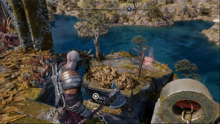 Grab the handle on the lever and jump to the other side - God of War Ragnarok: The Weight of Chains - favor, walkthrough - Favors - Svartalfheim - God of War Ragnarok Guide