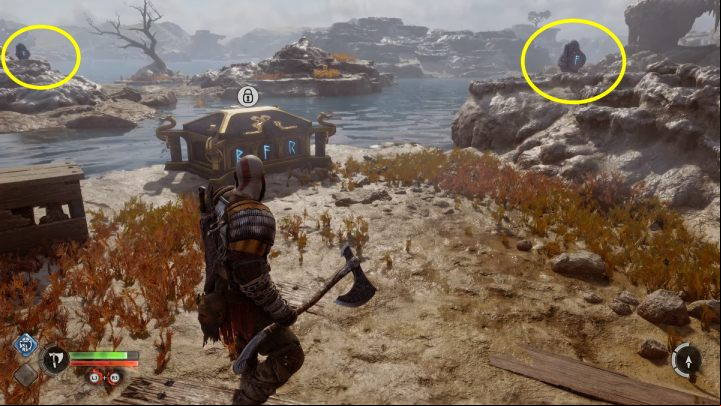 To open the chest, you must destroy three rune stones - God of War Ragnarok: Aurvangar Wetlands, Svartalfheim - secrets, collectibles - Svartalfheim - God of War Ragnarok Guide