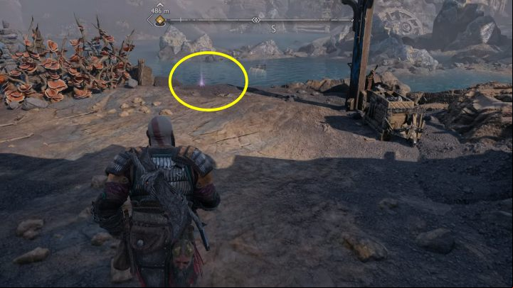 When you get to the pit mine, go down to the lower level and release the chain that will lead you to the artifact - God of War Ragnarok: Jarnsmida Pitmines, Svartalfheim - secrets, collectibles - Svartalfheim - God of War Ragnarok Guide