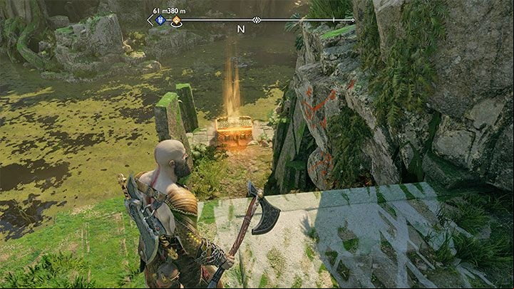 You must now go through the caves and reach the northern end of the Veiled age - God of War Ragnarok: Cliffside Ruins, Vanaheim - secrets, collectibles - Vanaheim - God of War Ragnarok Guide