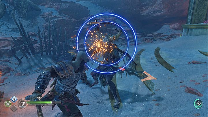 Attacks with blue rings will start appearing in Alfheim - elves (both dark elves and light elves) use them - God of War Ragnarok: How to react to colored enemy attacks - yellow, red, blue - Combat - God of War Ragnarok Guide