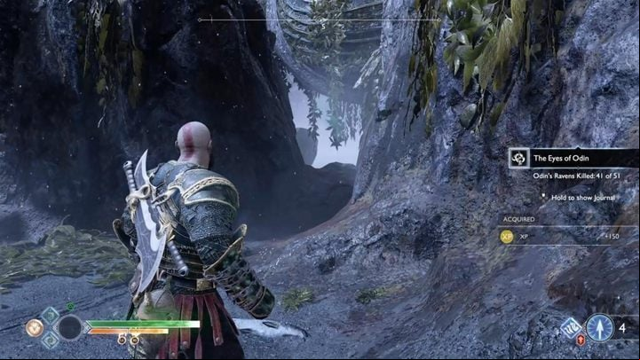 Commentary: The Raven is in the crack between two rocks - God of War: Isle of Death - all collectibles list - Shores of Nine - God of War Guide