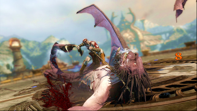 When you stun the boss, grab it - Fight with the Manticore - Chapter 9: Ice Caverns - God of War: Ascension - Game Guide and Walkthrough