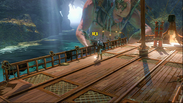 Go onto a ships board if you want to know more about port - Walkthrough - Chapter 15: The Grotto - God of War: Ascension - Game Guide and Walkthrough