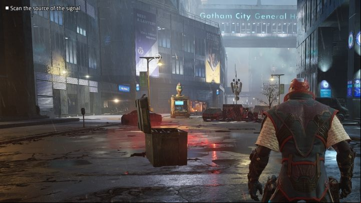 After eliminating the Freaks, head down the street towards the ice cream car where the transmitter is - Gotham Knights: Harley Quinn chapter - walkthrough - Chapter 4 - Gotham Knights Guide, Walkthrough