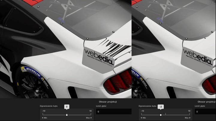 If the sticker looks strange, part of it occurs on unwanted elements, or the body has troublesome curvatures, it can then be slightly corrected with the Projection Area option - Editing decals in Gran Turismo Sport - Painting your car - Gran Turismo Sport Game Guide