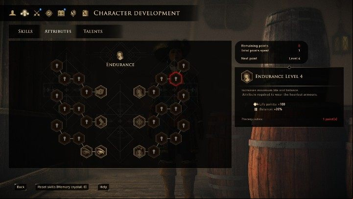 It affects the health points of the hero and their balance - GreedFall: Attributes - Basics - GreedFall Guide