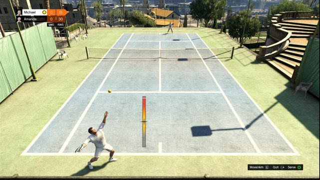 Bar defines the hit strength. - GTA 5: Tennis guide, tips - Activities, Entertainment - GTA 5 Guide