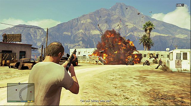Shooting at the tank results in the explosion of the trailer - GTA 5: Mr. Philips walkthrough - Main missions - GTA 5 Guide