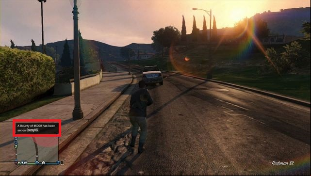 The bounty notification can be seen on top of the radar. - GTA Online: Bounty Hunting - Heists (DLC) - GTA 5 Guide