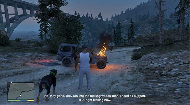 You need to approach the blazing wreck - GTA 5: Predator walkthrough - Main missions - GTA 5 Guide