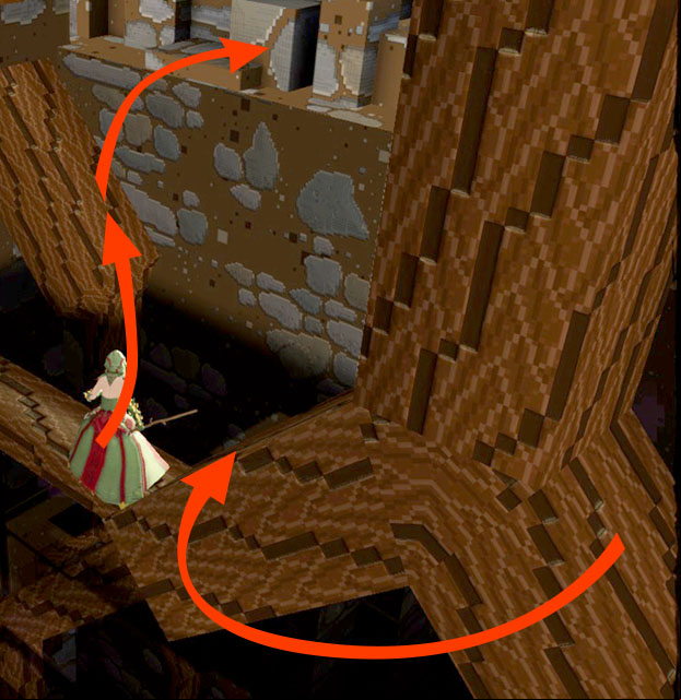 Quite hard jump to perform - Shortcut and go back: Checkpoint 4-3 - World 1 - Zone 2 (Dark Woods) - Guild Wars 2: Super Adventure Box - Game Guide and Walkthrough