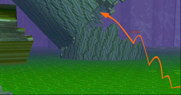 Way back to top through slanted trunk - Checkpoint 2-3 - World 1 - Zone 3 (Kingdom of Fungus) - Guild Wars 2: Super Adventure Box - Game Guide and Walkthrough