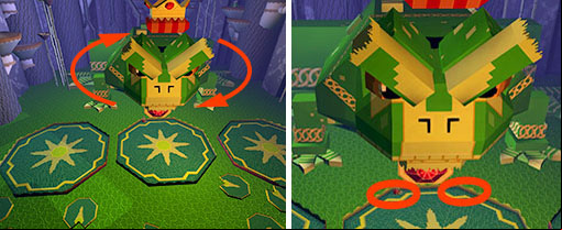 After turning the head boss will attack with his tongue, stand under his head to avoid damage - Boss attacks - World 1 - Zone 3: Fight with King Toad - Guild Wars 2: Super Adventure Box - Game Guide and Walkthrough