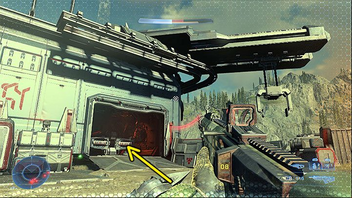 Proceed to the eastern part of the enemy base to locate the entrance to the building shown in the picture - Halo Infinite: Forge of Teash (Connections) - collectibles, Spartan Cores, Audio Logs - s - Halo Infinite Guide