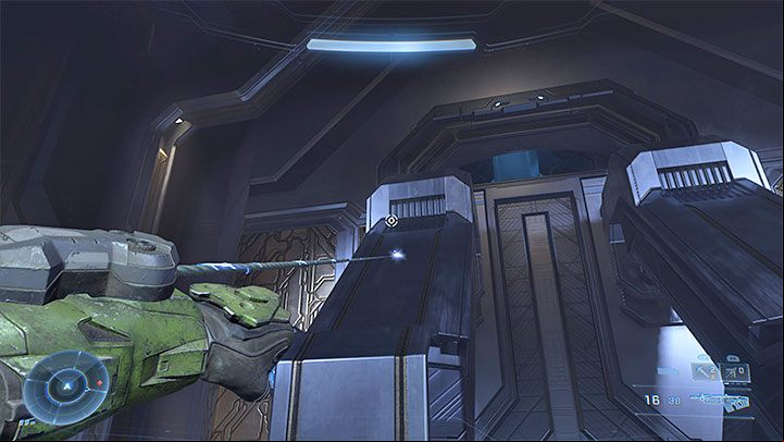 In the new room use the Grappleshot to ascend to a higher level - Halo Infinite: Repository (Reckoning) - collectible list, skulls, audio logs - Settlement - Halo Infinite Guide