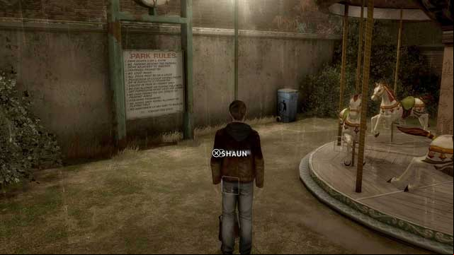 You wont find anyone after returning to the playground, only an empty backpack at the carousel - The Park | Heavy Rain Walkthrough - Walkthrough - Heavy Rain HD Guide