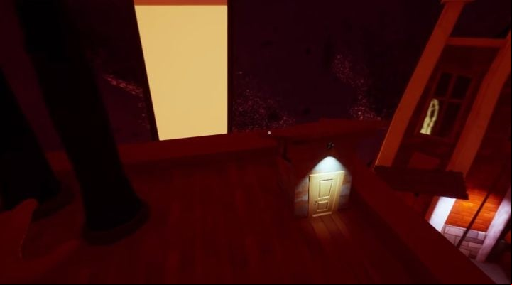 Exit the building and jump onto another building with the gas flowing out of the pipe - Stage 3 - Fire in the House | Hello Neighbor Hide and Seek Walkthrough - Walkthrough - Hello Neighbor Hide and Seek Guide
