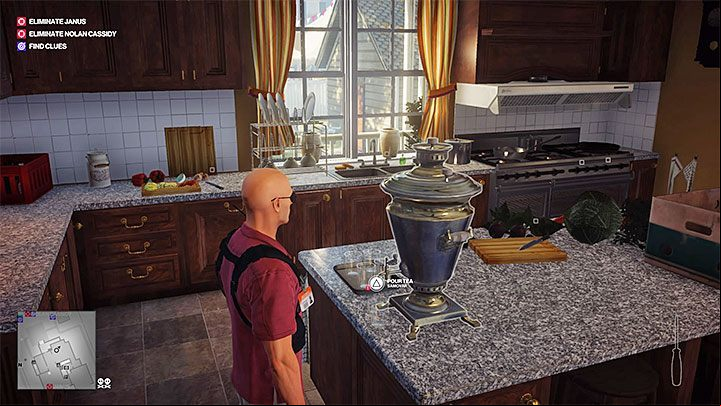 Now reach the kitchen of Januss Property and insert the poison into the sophisticated samovar shown in the picture above - Hitman 2: Assassination of Janus - Another Life walkthrough - Another Life (Whittleton Creek) - Hitman 2 Guide