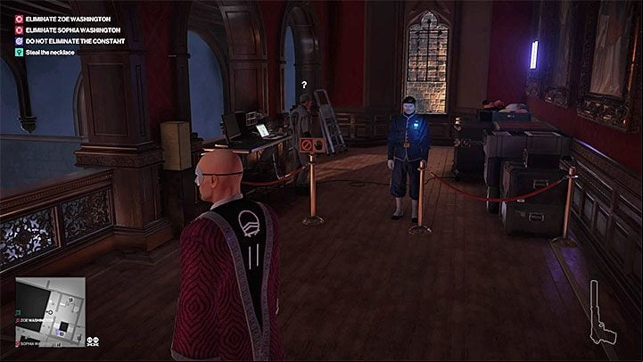The necklace is inside a glass cabinet with an alarm - Hitman 2: Story Missions - The Ark Society walkthrough - The Ark Society (Isle of Sgail) - Hitman 2 Guide