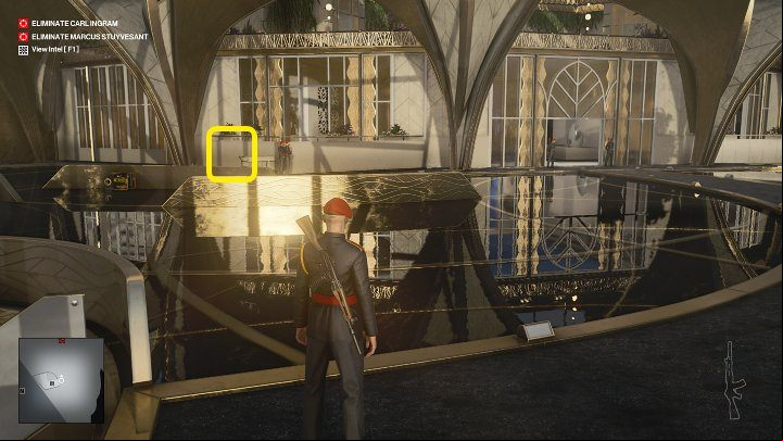 The main entrance to the apartment (point 38 on the map) is well guarded - You won't be able to through without a proper disguise - Hitman 3: How The Mighty Fall - Dubai, Mission Stories, walkthrough - On Top of the World - Dubai - Hitman 3 Guide