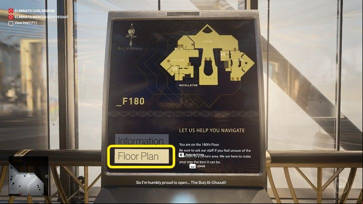 Go to the Floor Plan tab, and a map of Burj Al-Ghazali Skyscraper will be added to the main menu - Hitman 3: Map of Dubai - how to unlock? - On Top of the World - Dubai - Hitman 3 Guide