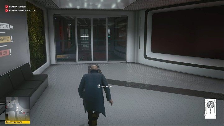 Go through the hallway - watch out for the camera on the left - Hitman 3: Imogen Royce - how to kill her? Chongqing, China, walkthrough guide - End Of An Era - Chongqing - Hitman 3 Guide