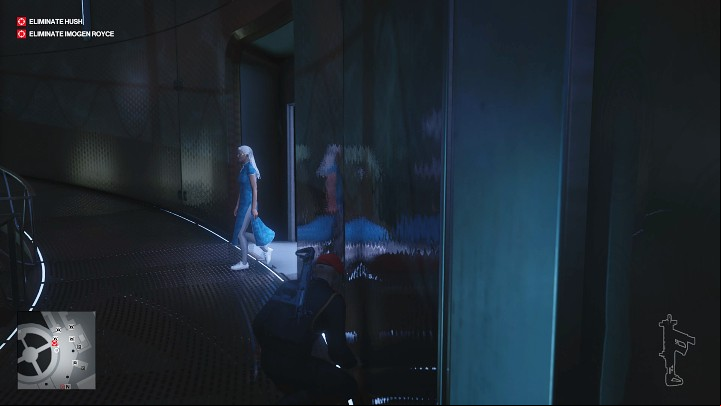 Crouch in the spot shown in the image above and wait for Imogen Royce - Hitman 3: Imogen Royce - how to kill her? Chongqing, China, walkthrough guide - End Of An Era - Chongqing - Hitman 3 Guide