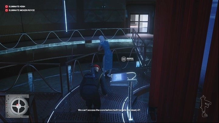 Wait for Imogen Royce to approach the terminal - Hitman 3: Imogen Royce - how to kill her? Chongqing, China, walkthrough guide - End Of An Era - Chongqing - Hitman 3 Guide