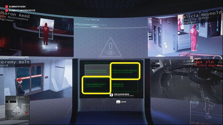 Once inside Royce's office, approach the computer and fire two employees - Jeremy Bolt and Alicia Reynold - Hitman 3: Imogen Royce - how to kill her? Chongqing, China, walkthrough guide - End Of An Era - Chongqing - Hitman 3 Guide