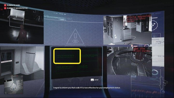 As soon as Imogen Royce approaches the terminal, fire Sharon Reed - Hitman 3: Imogen Royce - how to kill her? Chongqing, China, walkthrough guide - End Of An Era - Chongqing - Hitman 3 Guide