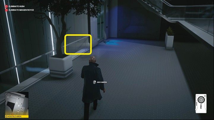 Once inside the facility, go down the stairs, turn right and jump across at about the point marked in the image above - Hitman 3: Imogen Royce - how to kill her? Chongqing, China, walkthrough guide - End Of An Era - Chongqing - Hitman 3 Guide