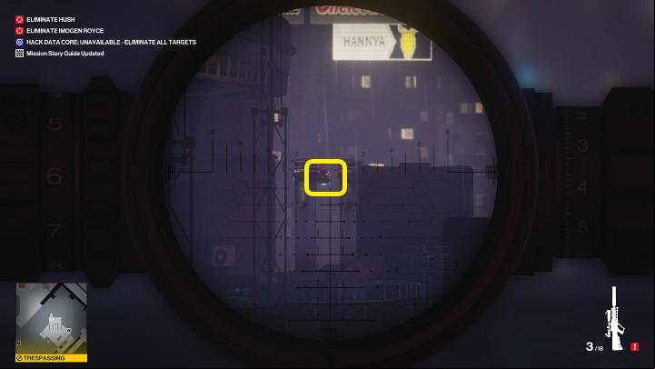 You must now shoot down 5 drones belonging to Imogen Royce - Hitman 3: Imogen Royce - how to kill her? Chongqing, China, walkthrough guide - End Of An Era - Chongqing - Hitman 3 Guide