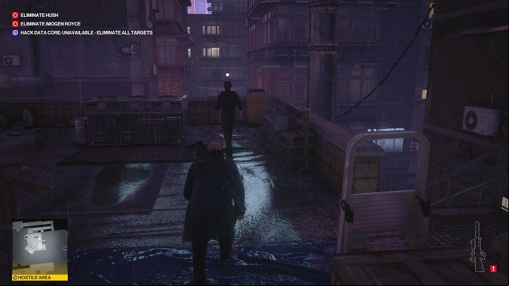 Right after him, a second guard will step onto the roof - Hitman 3: Imogen Royce - how to kill her? Chongqing, China, walkthrough guide - End Of An Era - Chongqing - Hitman 3 Guide