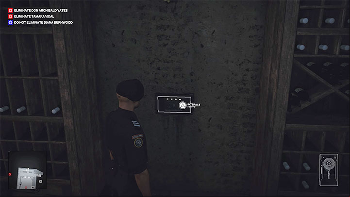 The safe is located in the basement of Don Yates Villa (point 43 on the map) - Hitman 3: How to open the cellar safe? - The Farewell - Mendoza - Hitman 3 Guide