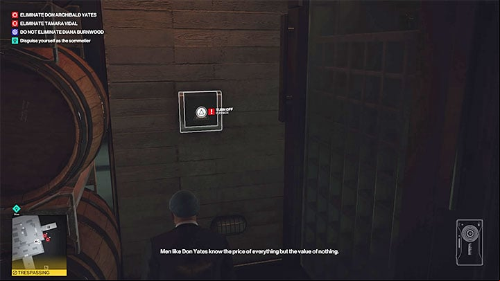 Carefully approach the wine fridge room (point 29 on the map) and climb in when it's safe - Hitman 3: Closing Statement, Mendoza - walkthrough, how to unlock? - The Farewell - Mendoza - Hitman 3 Guide