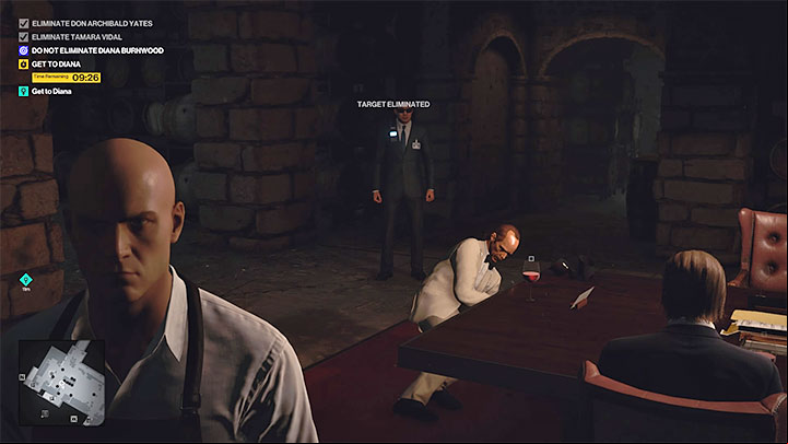You have 10 minutes to reach the place where Diana is, and you can't ignore the new mission objective because Diana's death will mean failing the whole quest - Hitman 3: Closing Statement, Mendoza - walkthrough, how to unlock? - The Farewell - Mendoza - Hitman 3 Guide