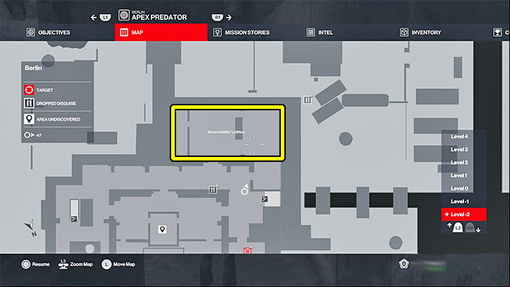 You must reach Hirschmuller's office located on level -2 of the map, which is the basement of Club Hölle - Hitman 3: Last Call - how to unlock the trophy/achievement? - Trophy Guide - Hitman 3 Guide